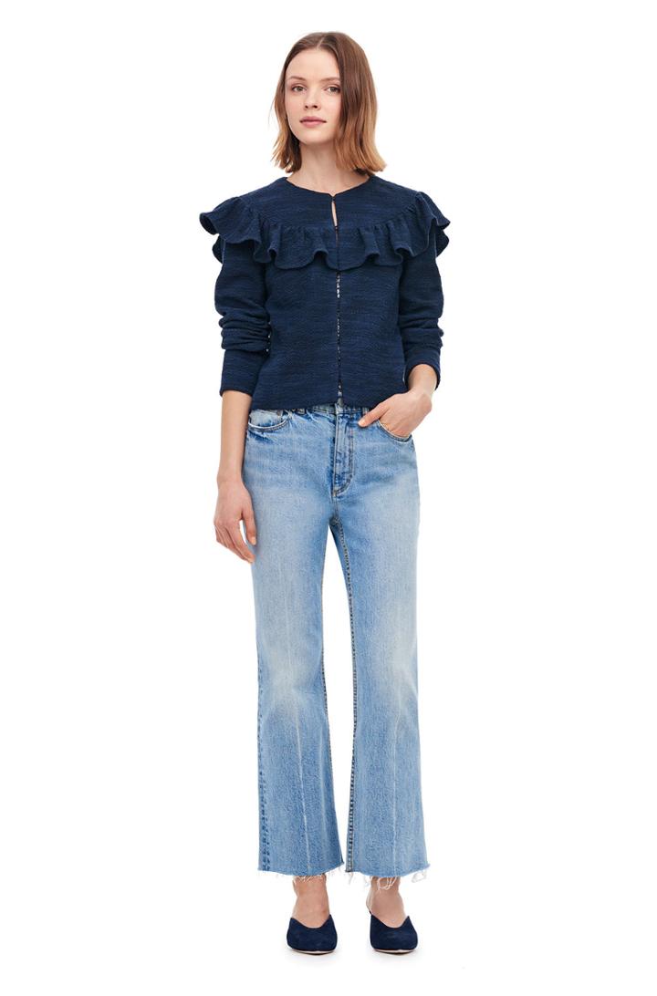 Rebecca Taylor Stretch Tweed Ruffle Jacket