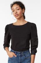Rebecca Taylor La Vie Eyelet Sleeve Jersey Top