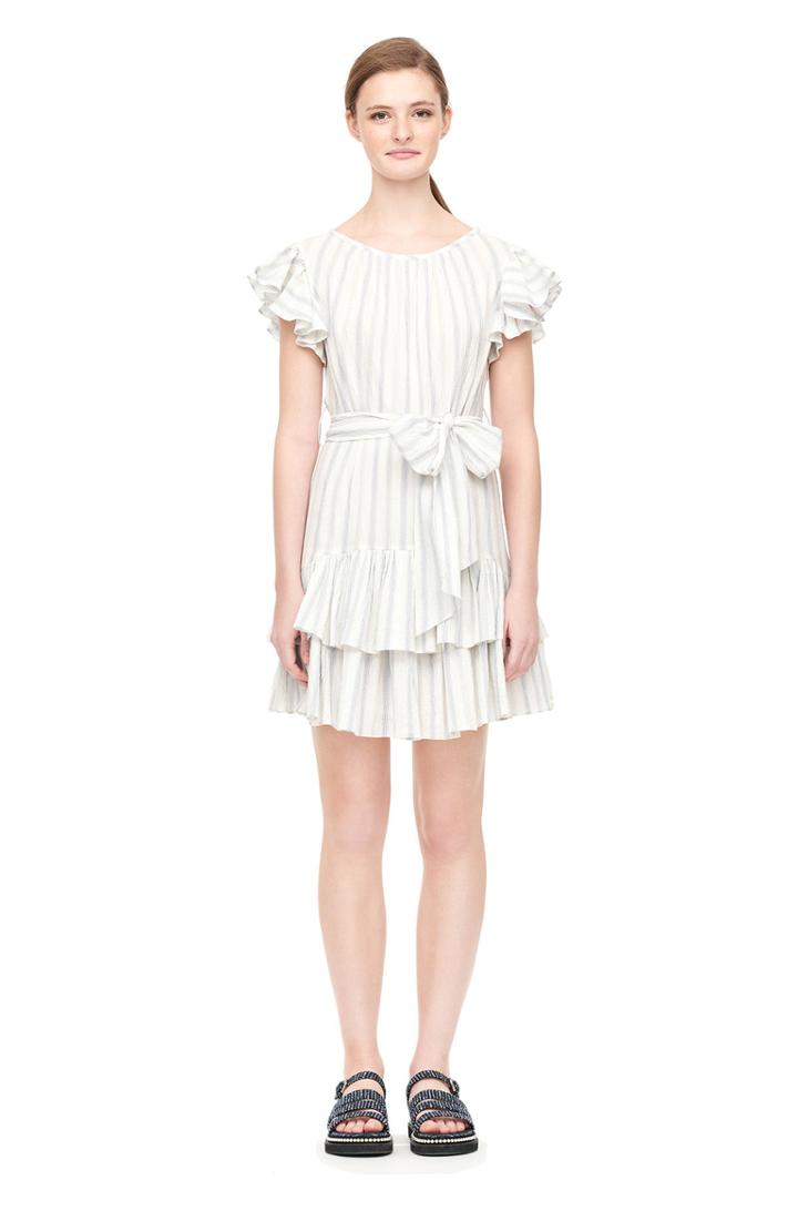 Rebecca Taylor Yarn Dyed Stripe Ruffle Dress