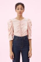 Rebecca Taylor Rebecca Taylor La Vie Washed Sateen Ruched Top Rose Quartz, Size X-small