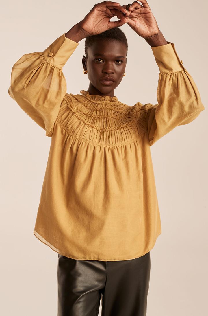 Rebecca Taylor Rebecca Taylor Smocked Mock Neck Top