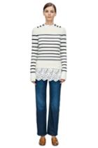 Rebecca Taylor Rebecca Taylor La Vie Cotton Stripe Pullover S Chalk W/ Navy Stripes