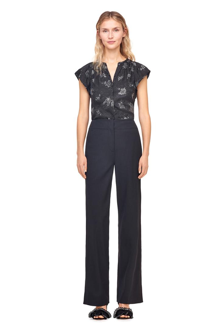 Rebecca Taylor Glitter Print Silk Jacquard Top
