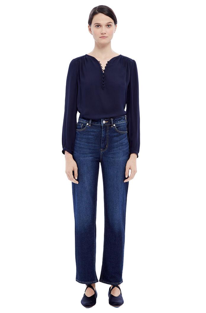 Rebecca Taylor Rebecca Taylor Silk Georgette Button Top 8 Navy