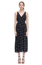 Rebecca Taylor Rebecca Taylor Mini Meadow Floral Midi Dress 8 Black Combo
