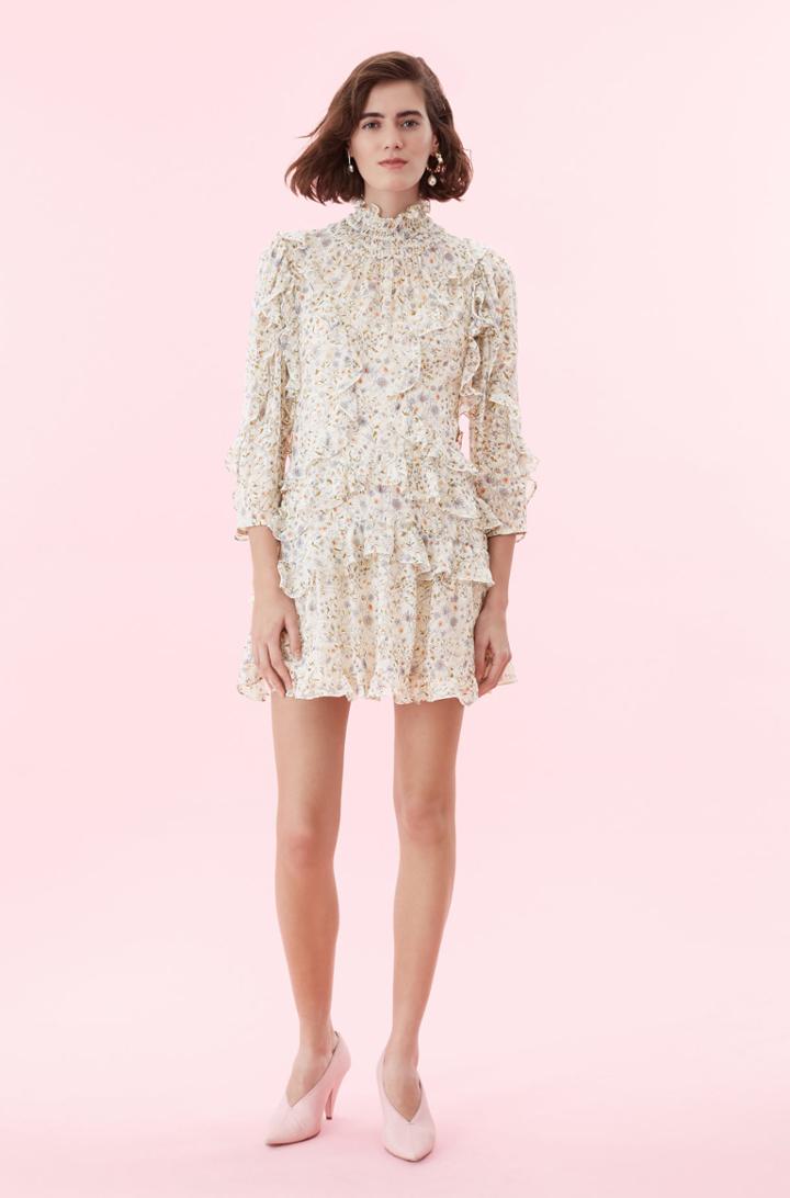 Rebecca Taylor Vivianna Vine Silk Burnout Dress