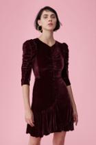 Rebecca Taylor Rebecca Taylor Ruched Velvet Dress Bordeaux, Size 2