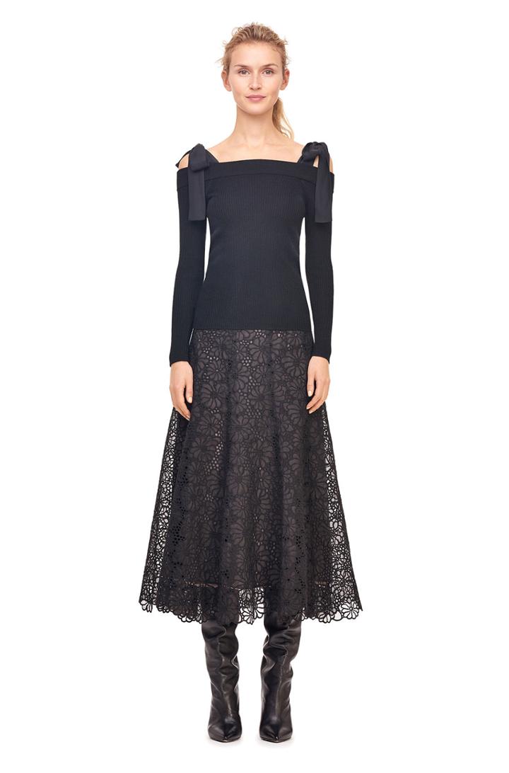 Rebecca Taylor Off-the-shoulder Merino Bow Pullover