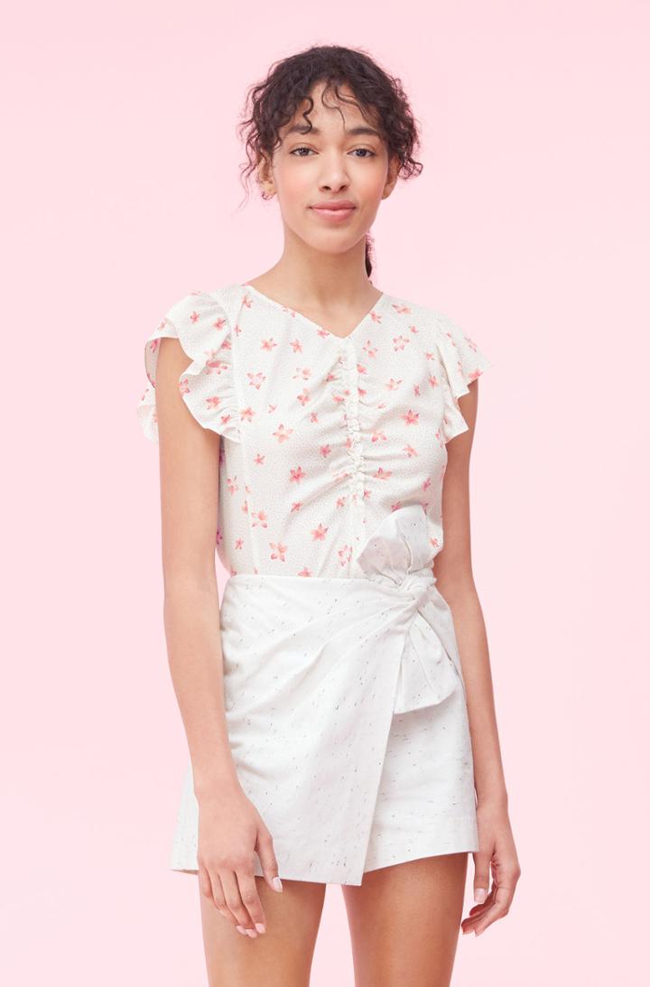 Rebecca Taylor Rebecca Taylor Maui Fleur Dot Ruched Top
