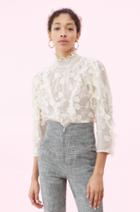 Rebecca Taylor Rebecca Taylor Silk & Embroidered Ruffle Top Cream, Size 0