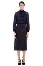 Rebecca Taylor Rebecca Taylor Long Sleeve Metallic Clip Top 0 Dark Navy