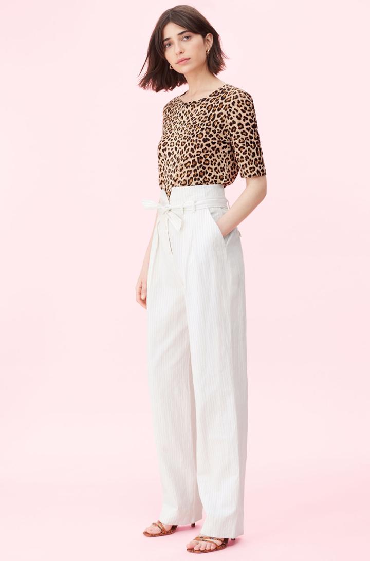 Rebecca Taylor Rebecca Taylor Pinstripe Linen Belted Pant