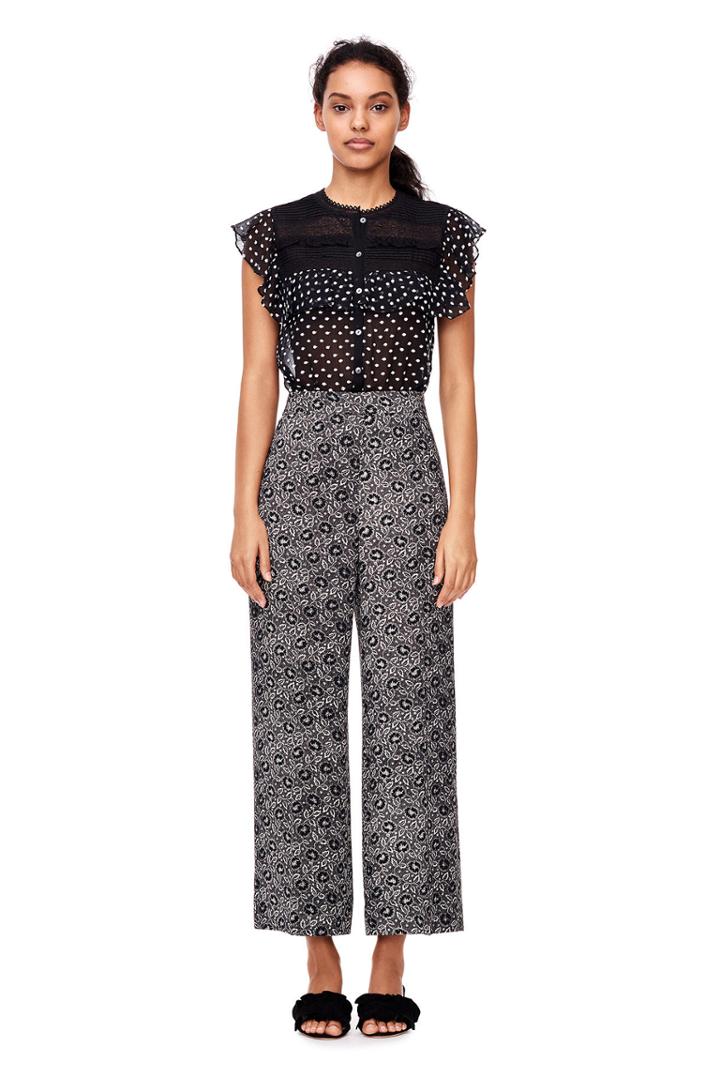 Rebecca Taylor Sleeveless Moon Dot Embroidery Top
