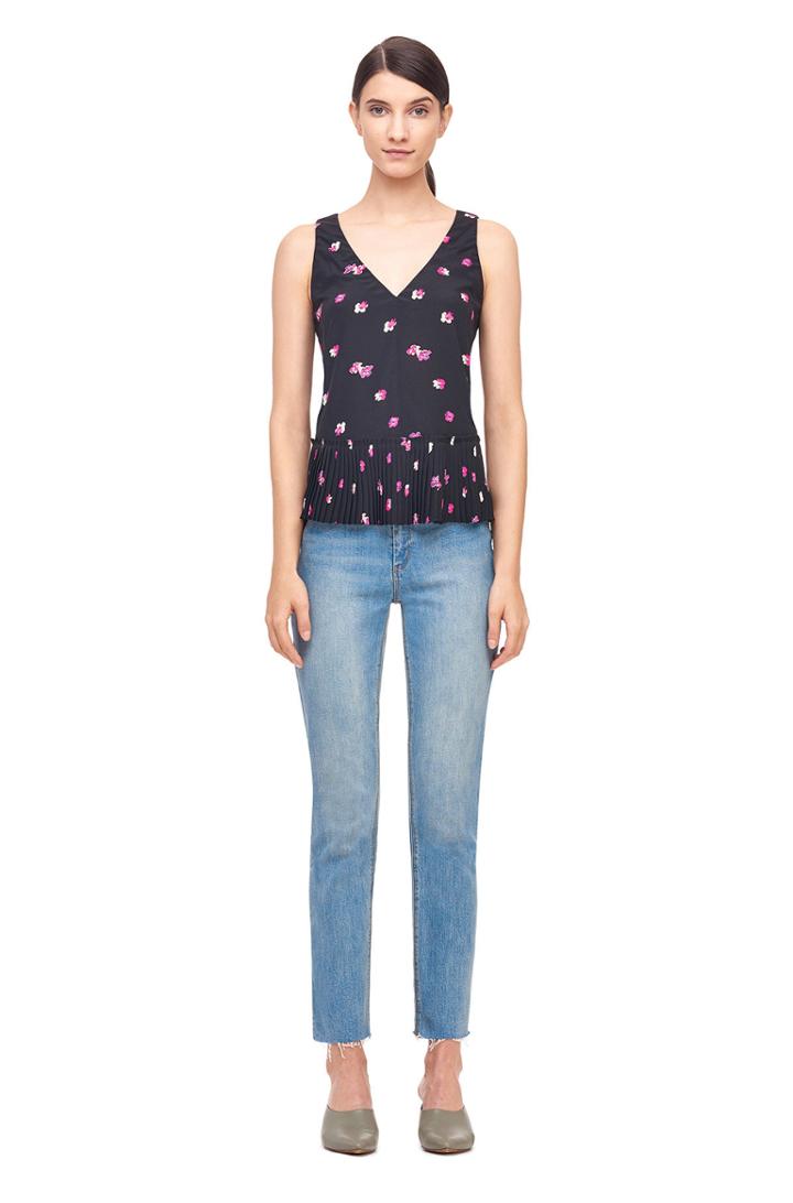 Rebecca Taylor Floriana Fleur Print Pleat Top