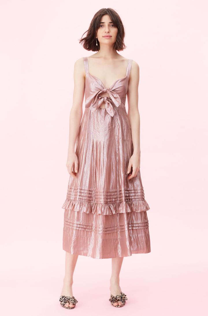 Rebecca Taylor Rebecca Taylor Metallic Chiffon Bow Dress