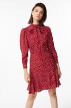 Rebecca Taylor Blurry Heart Silk Tie Neck Dress