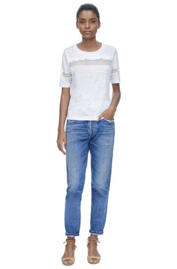 Rebecca Taylor Rebecca Taylor Linen Lace Tee M Snow