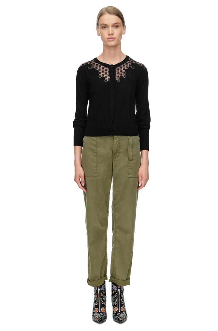 Rebecca Taylor Rebecca Taylor Lace Inset Cardigan Xs Black