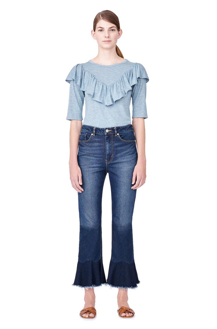 Rebecca Taylor Mélange Jersey Ruffle Top