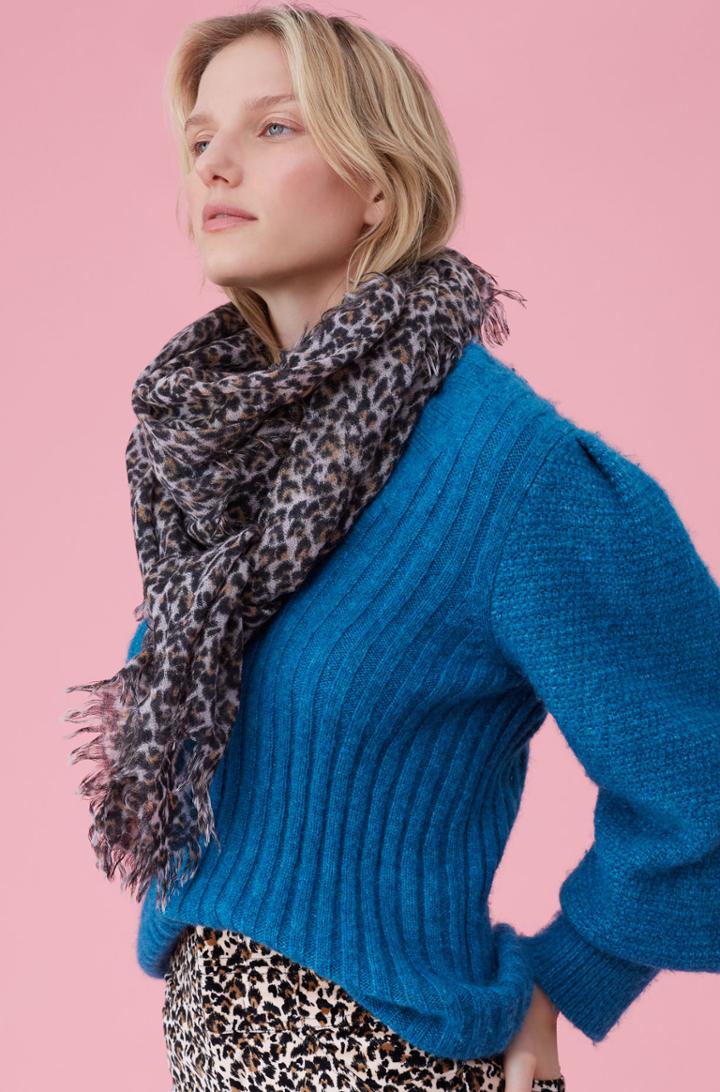 Rebecca Taylor Leopard Print Wool Scarf