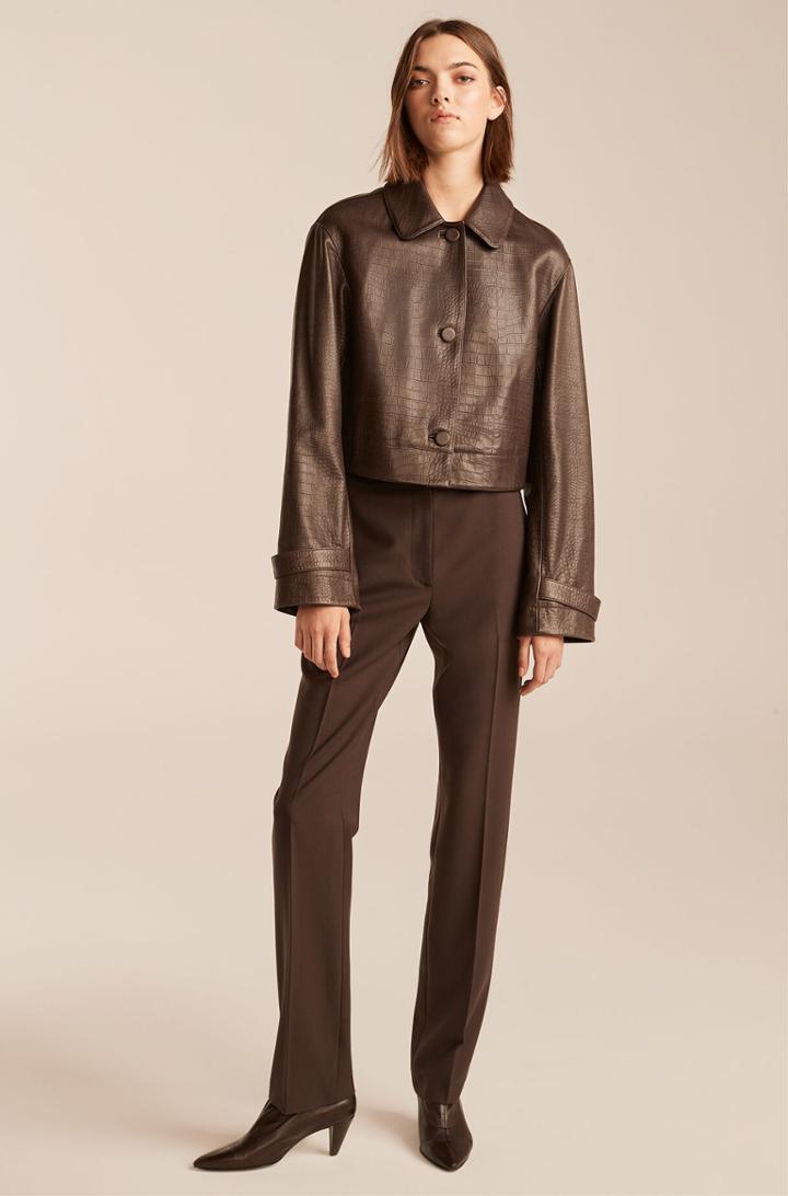 Rebecca Taylor Rebecca Taylor Croc Embossed Cropped Leather Jacket