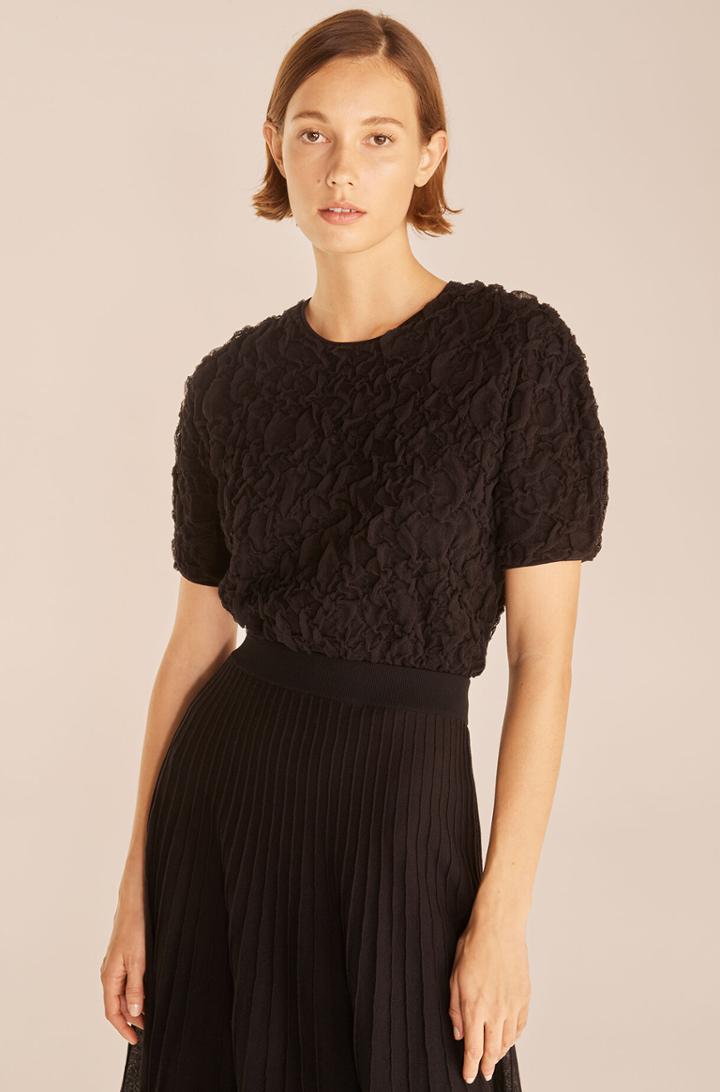 Rebecca Taylor Rebecca Taylor Textured Cotton Short Sleeve Sweater