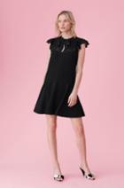 Rebecca Taylor Crepe & Lace Tie Neck Dress