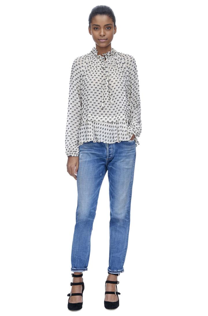 Rebecca Taylor Long Sleeve Box Clip Top