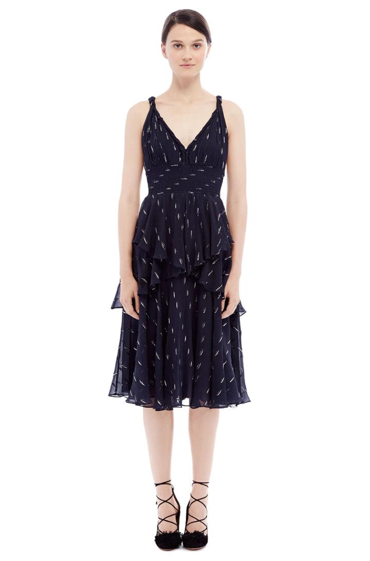 Rebecca Taylor Rebecca Taylor Sleeveless Metallic Clip Dress 2 Dark Navy