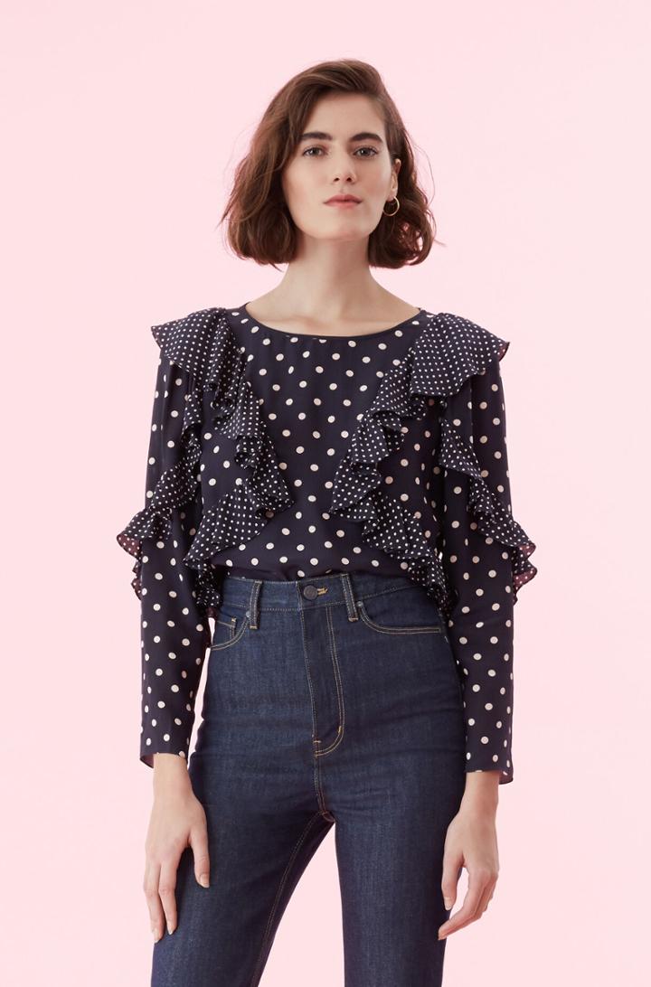 Rebecca Taylor Rebecca Taylor Dot Print Ruffle Top