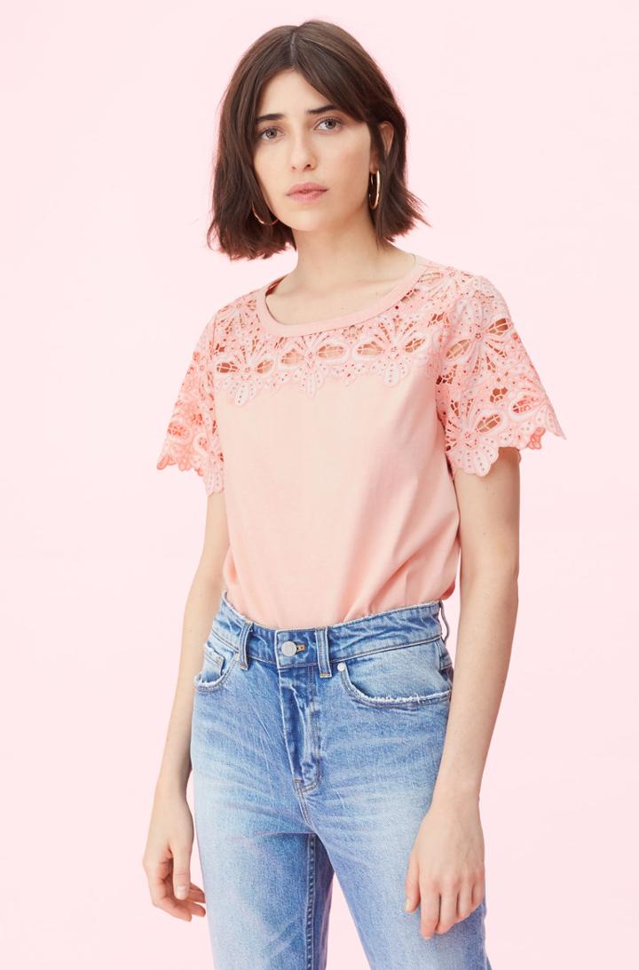 Rebecca Taylor Rebecca Taylor La Vie Embroidered Clean Jersey Tee