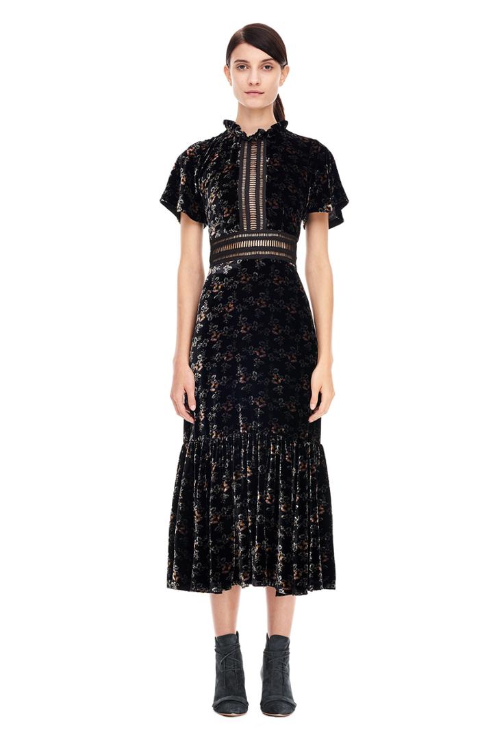 Rebecca Taylor Shadow Floral Velvet Dress
