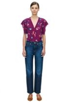 Rebecca Taylor Rebecca Taylor Short Sleeve Bellflower Print Top 4 Plum Combo