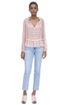 Rebecca Taylor Rebecca Taylor Long Sleeve Lurex Clip Top 0 Cameo Pink