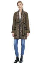 Rebecca Taylor Rebecca Taylor Picktstitch Cotton Embroidered Coat 0 Army Green