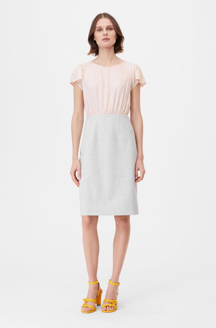 Rebecca Taylor Rebecca Taylor Tailored Clean Suiting & Silk Twill Dress