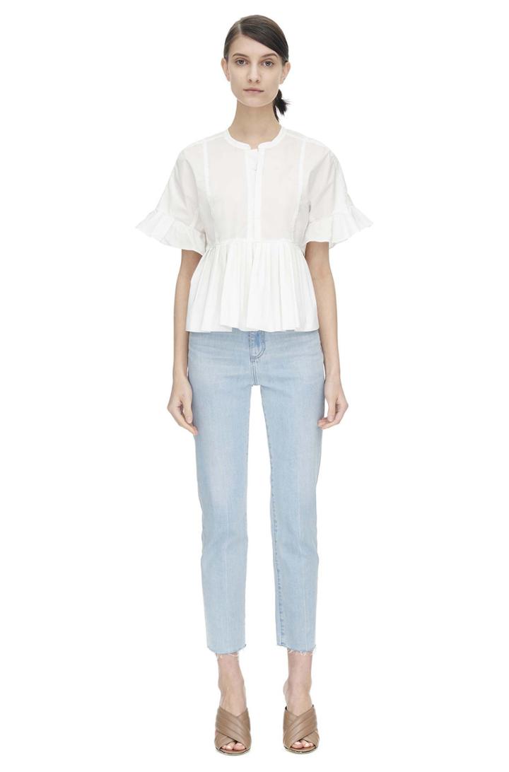 Rebecca Taylor Rebecca Taylor Short Sleeve Cotton Poplin Top 10 Snow