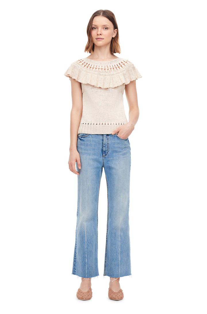 Rebecca Taylor La Vie Short Sleeve Tape Yarn Pullover