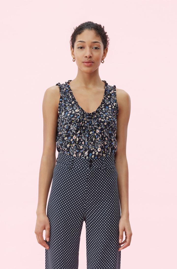 Rebecca Taylor Rebecca Taylor Vivianna Vine Ruffle Tank Navy, Size X-small