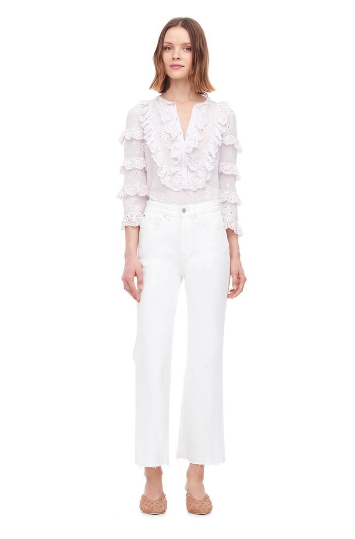 Rebecca Taylor Dree Embroidered Ruffle Top