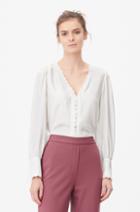 Rebecca Taylor Rebecca Taylor Tailored Embroidered Silk Charmeuse Top