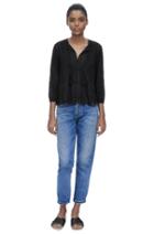 Rebecca Taylor Rebecca Taylor Long Sleeve Voile Lace Top 4 Black