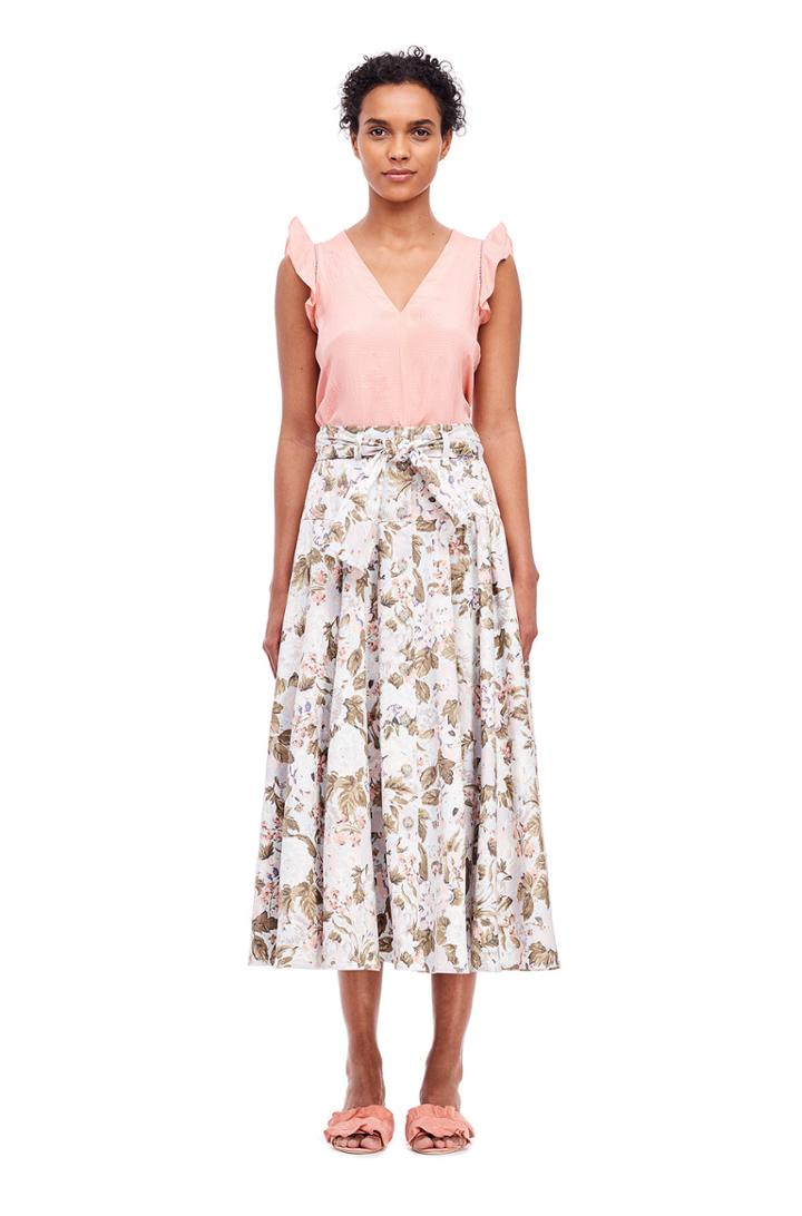 Rebecca Taylor Silk Ruffle V-neck Top