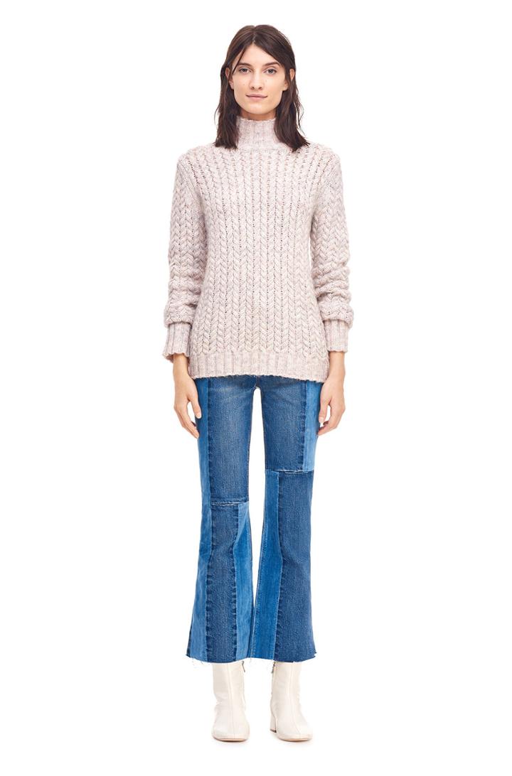 Rebecca Taylor La Vie Marled Cable Turtleneck Pullover