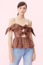 Rebecca Taylor Rebecca Taylor Off-the-shoulder Spring Leopard Bow Top