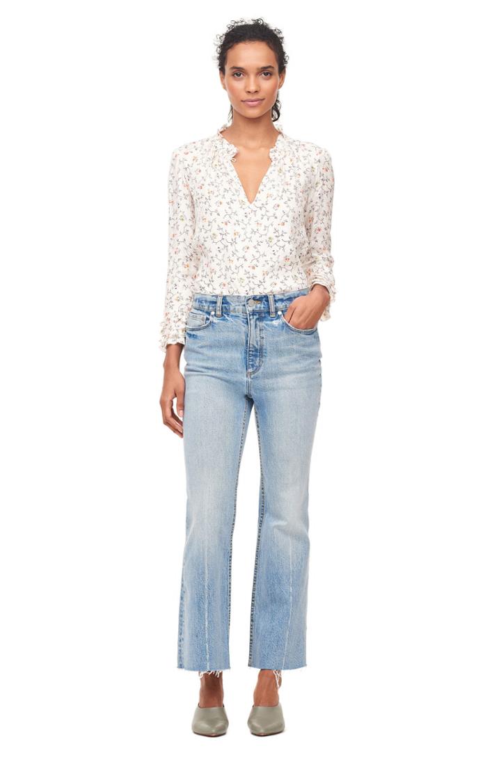 Rebecca Taylor Rebecca Taylor Vine Print Silk Ruffle Top