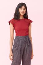 Rebecca Taylor Rebecca Taylor La Vie Sarcelle Embroidered Rib Jersey Tee