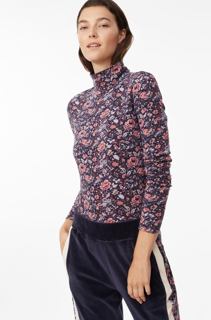 Rebecca Taylor La Vie Toile Fleur Turtleneck Jersey Top
