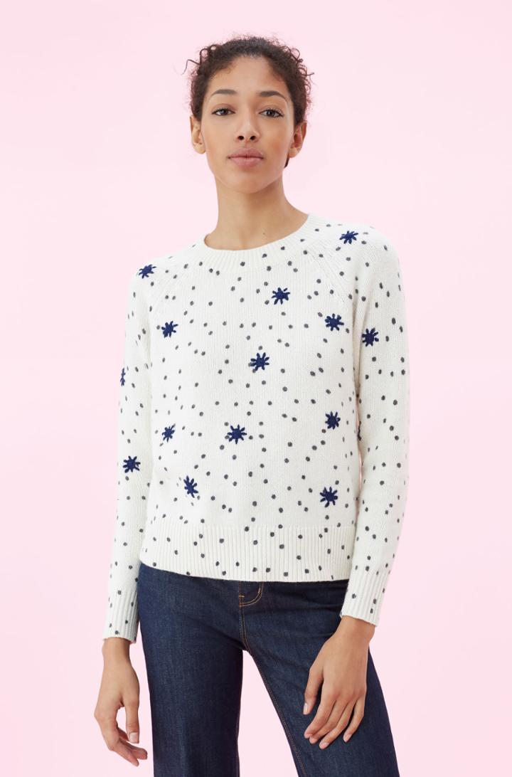 Rebecca Taylor La Vie Embroidered Dot Print Pullover