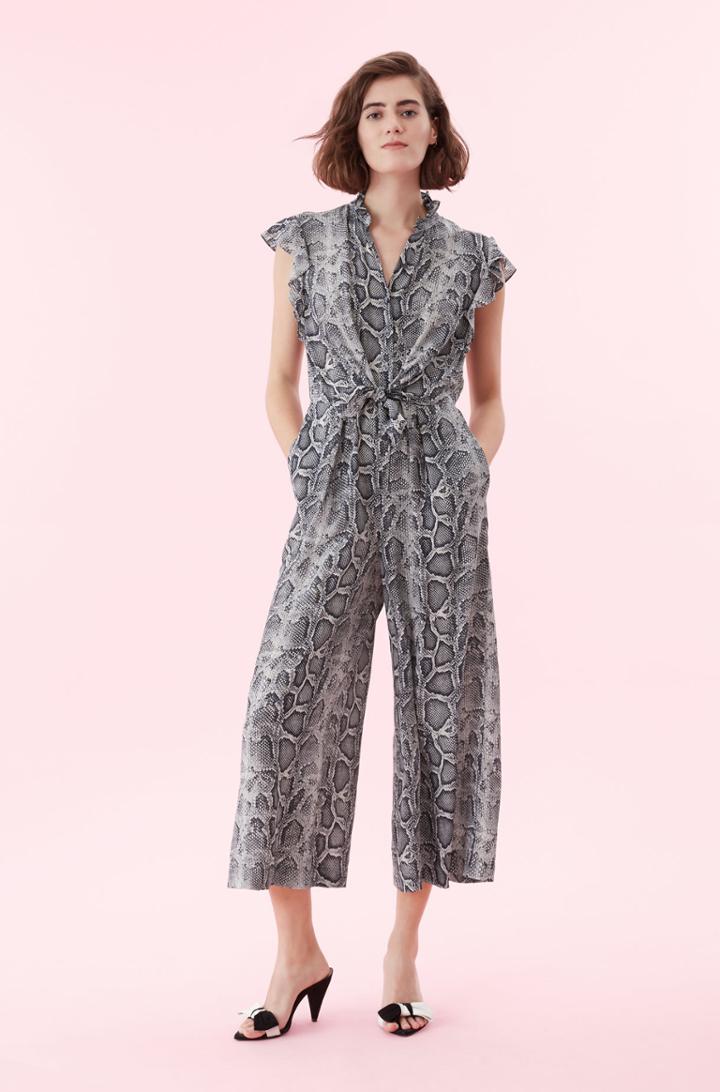 Rebecca Taylor Snake Print Silk Jumpsuit